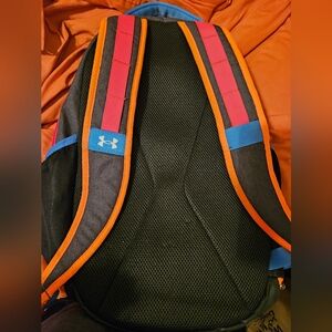 Under Armour Black Backpack with Orange, Pink and Blue Accents